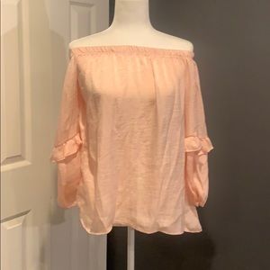 Off the Shoulder Pink satin Blouse